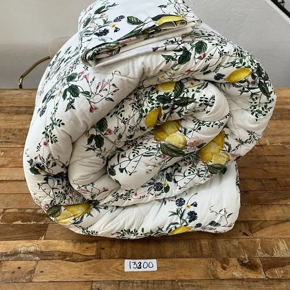 Pottery Barn Monique Lhuillier Positano Comforter & Sham 99 x 91 Lemon Print